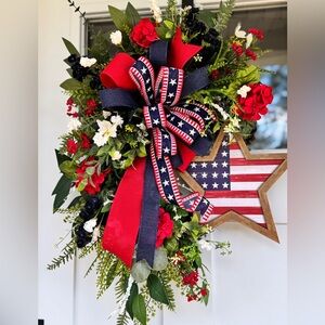 Patriotic Red Geranium Wreath